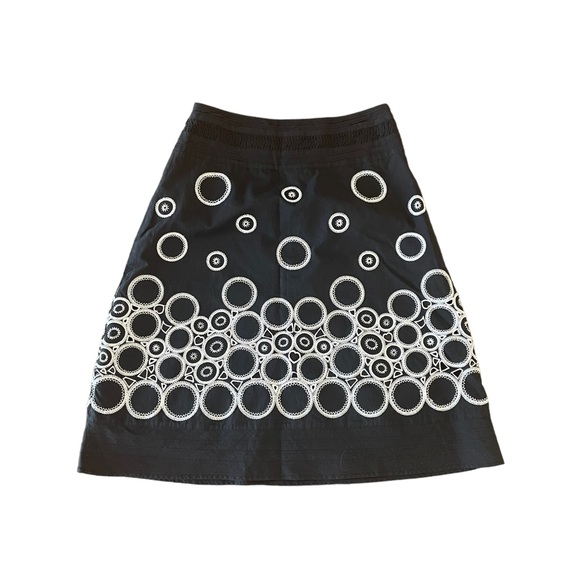 Peter Nygard black & white embroidered Aline cotton modesty skirt size 6 petite - Picture 4 of 12